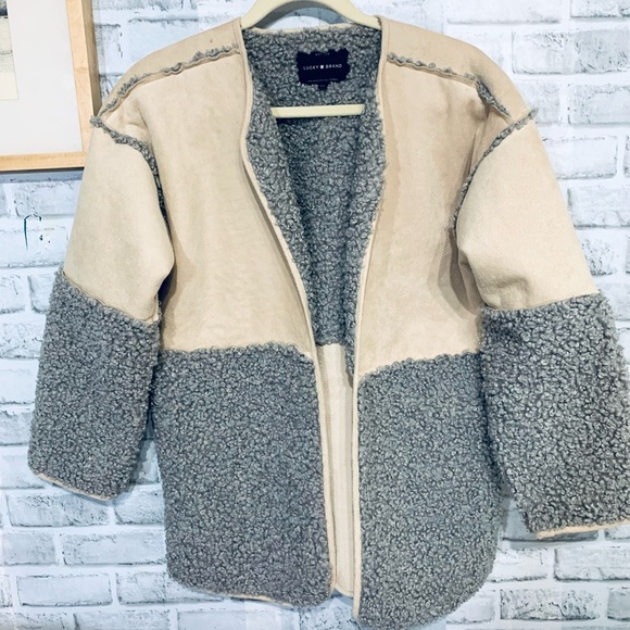 Lucky Brand NWOT faux suede and sherpa jacket - Picture 1 of 6